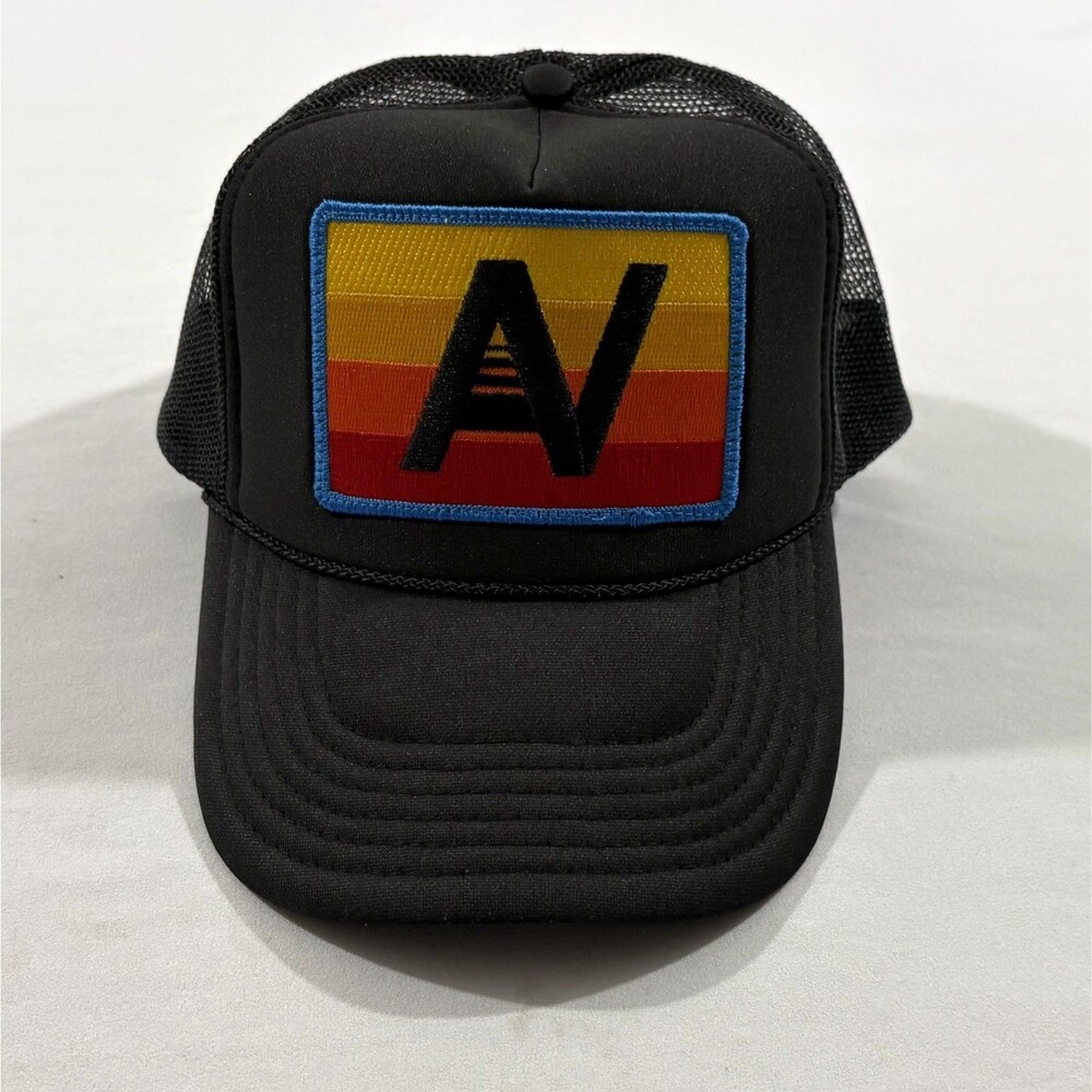 Aviator Nation Trucker Cap Snap Back Mens Adult Black Hat Patch Mesh Adjustable